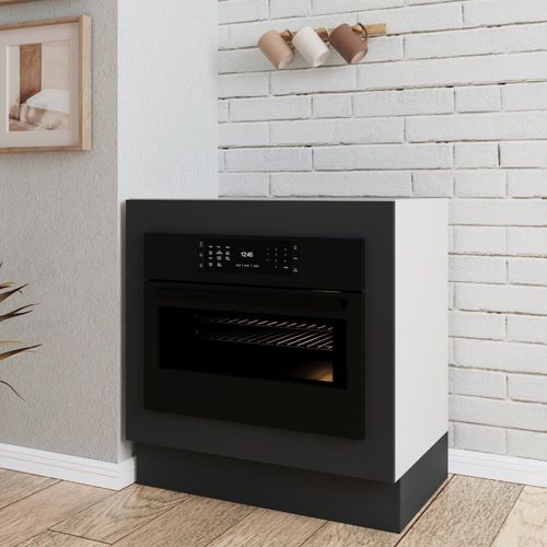 Balcão Forno de Embutir sem Tampo com Rodapé Ipanema CabeCasa MadeiraOriginals Grafite Trama/Branco
