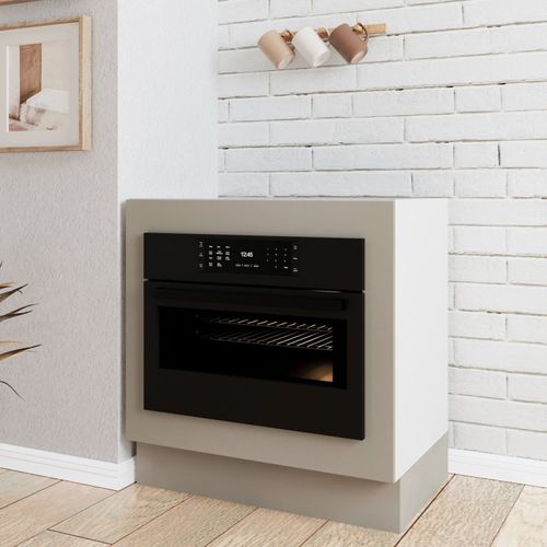 Balcão Forno de Embutir sem Tampo com Rodapé Ipanema CabeCasa MadeiraOriginals Fendi Trama/Branco