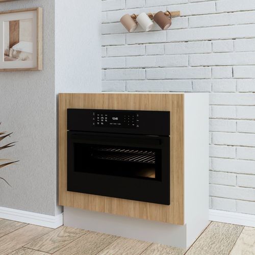 Balcão Forno de Embutir sem Tampo com Rodapé Ipanema CabeCasa MadeiraOriginals Acácia/Branco
