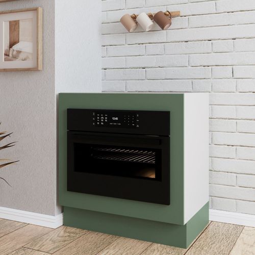 Balcão Forno de Embutir sem Tampo com Rodapé Ipanema CabeCasa MadeiraOriginals Verde Folha/Branco