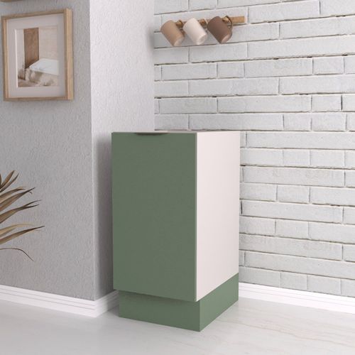 Balcão 1 Porta 40cm sem Tampo com Rodapé Puxador 150mm Ipanema CabeCasa MadeiraOriginals Verde Folha/Branco