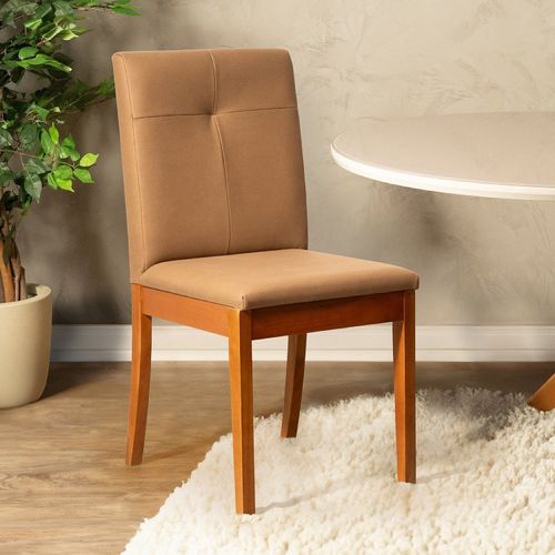Cadeira Estofada Tiê Maxx CabeCasa MadeiraOriginals Amêndoa/Marrom Sepia