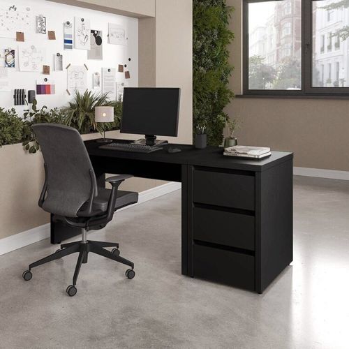 Escrivaninha Mesa Escritório com Gaveteiro Ficus 170cm CabeCasa MadeiraOriginals Preto Preto