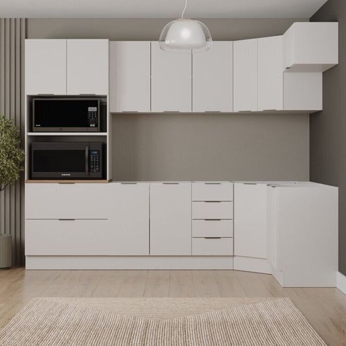 Cozinha Modulada 7 Peças sem Tampo com Rodapé Ipanema CabeCasa MadeiraOriginals Branco