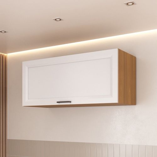 Armario Aéreo Porta Basculante 80cm Soho CabeCasa MadeiraOriginals Freijó/Branco