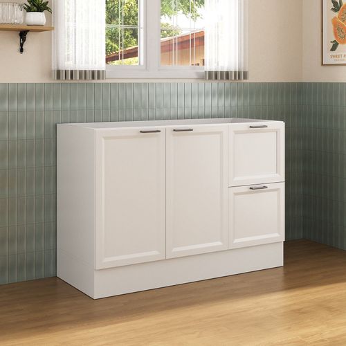 Balcão 2 Portas 2 Gavetas 120cm sem Tampo Soho CabeCasa MadeiraOriginals Branco