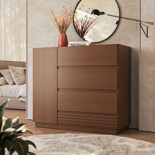 Cômoda Sapateira 1 Porta 4 Gavetas Samambaia CabeCasa MadeiraOriginals Freijó