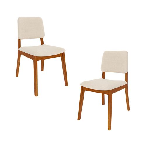 Kit 2 Cadeiras Madeira Maciça Estofada Miriti CabeCasa MadeiraOriginals Caramelo/Creme