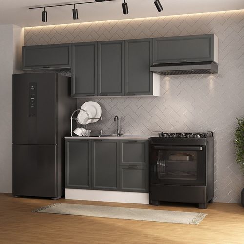 Cozinha Compacta 4 Peças 3 Aéreos 1 Balcão Soho CabeCasa MadeiraOriginals Branco/Grafite