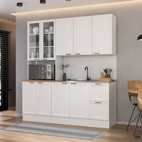 Cozinha Compacta 3 Peças 1 Paneleiro Duplo 1 Aéreo 1 Balcão Soho CabeCasa MadeiraOriginals Branco