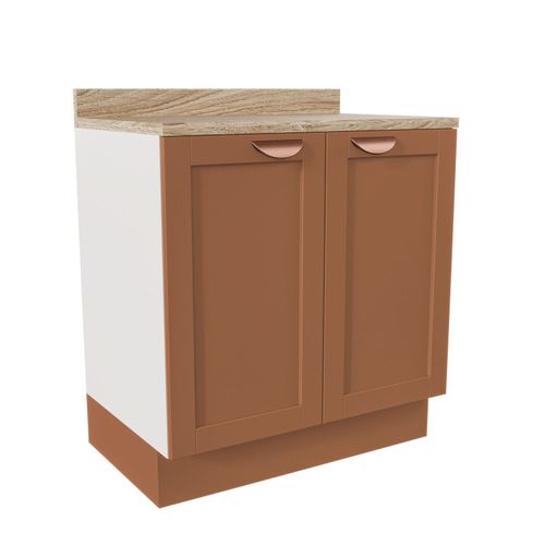 Balcão 2 Portas 80cm com Tampo Arizona CabeCasa MadeiraOriginals Branco/Terracota