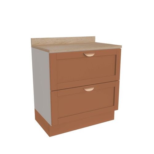 Balcão 2 Gavetões 80cm com Tampo Arizona CabeCasa MadeiraOriginals Branco/Terracota