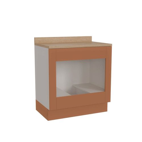 Balcão para Forno de Embutir 80cm com Tampo Arizona CabeCasa MadeiraOriginals Branco e Terracota