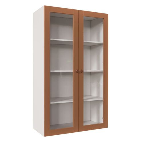 Armário Aéreo 2 Portas 135cm com Portas de Vidro Arizona CabeCasa MadeiraOriginals Branco/Terracota