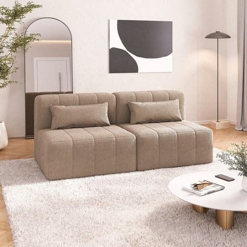 Sofá Modular 2 Lugares EasyBox CabeCasa MadeiraOriginals Marrom Taupe Taupe