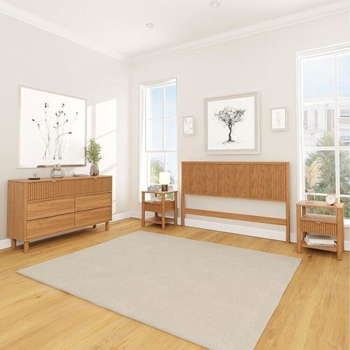 Conjunto Cabeceira Queen com 2 Mesas de Cabeceira e Cômoda Oiti CabeCasa MadeiraOriginals Marrom