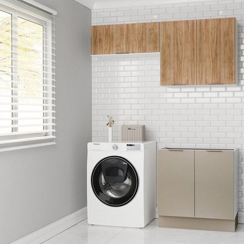 Lavanderia Modulada 3 Peças sem Tampo com Rodapé Ipanema CabeCasa MadeiraOriginals Fendi/Acácia
