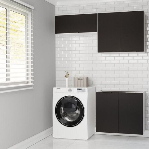 Lavanderia Modulada 3 Peças sem Tampo sem Rodapé Ipanema CabeCasa MadeiraOriginals Grafite Trama