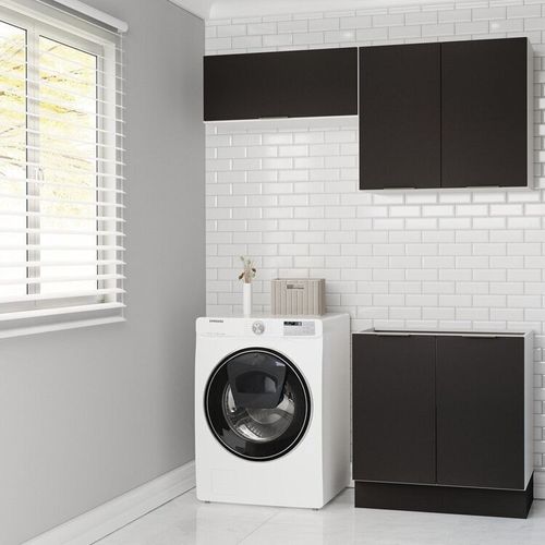 Lavanderia Modulada 3 Peças sem Tampo com Rodapé Ipanema CabeCasa MadeiraOriginals Grafite Trama