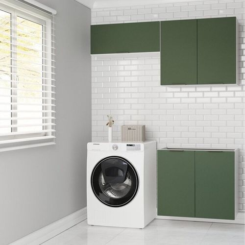 Lavanderia Modulada 3 Peças sem Tampo sem Rodapé Ipanema CabeCasa MadeiraOriginals Verde Folha