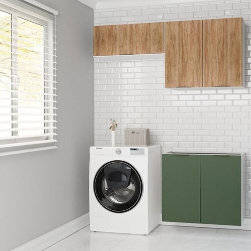 Lavanderia Modulada 3 Peças sem Tampo sem Rodapé Ipanema CabeCasa MadeiraOriginals Verde Folha/Acácia