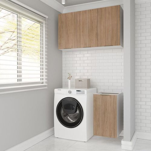 Lavanderia Modulada 2 Peças sem Tampo sem Rodapé Ipanema CabeCasa MadeiraOriginals Acácia