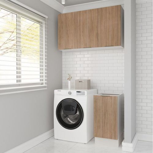 Lavanderia Modulada 2 Peças sem Tampo com Rodapé Ipanema CabeCasa MadeiraOriginals Acácia