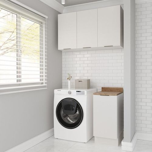 Lavanderia Modulada 2 Peças 1 Armário Aéreo 3 Portas 1 Balcão Ipanema CabeCasa MadeiraOriginals Branco