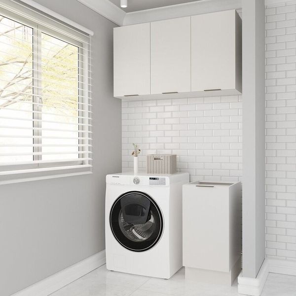 Lavanderia Modulada 2 Peças sem Tampo com Rodapé Ipanema CabeCasa MadeiraOriginals Branco