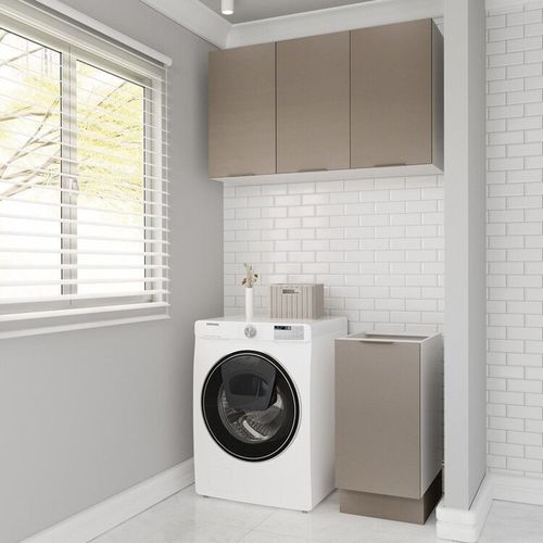 Lavanderia Modulada 2 Peças sem Tampo com Rodapé Ipanema CabeCasa MadeiraOriginals Fendi Trama