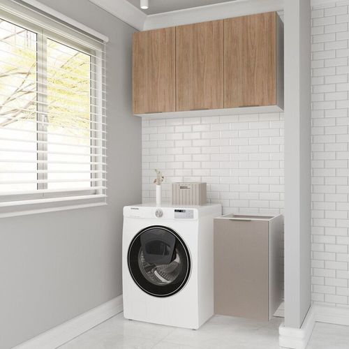 Lavanderia Modulada 2 Peças sem Tampo sem Rodapé Ipanema CabeCasa MadeiraOriginals Fendi/Acácia