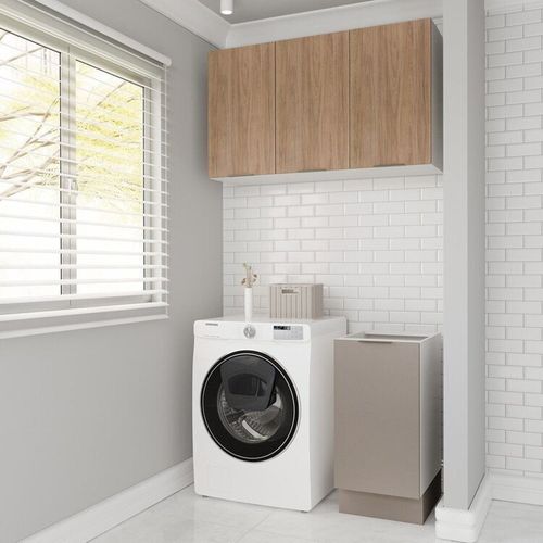 Lavanderia Modulada 2 Peças sem Tampo com Rodapé Ipanema CabeCasa MadeiraOriginals Fendi/Acácia