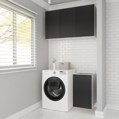 Lavanderia Modulada 2 Peças sem Tampo sem Rodapé Ipanema CabeCasa MadeiraOriginals Grafite Trama
