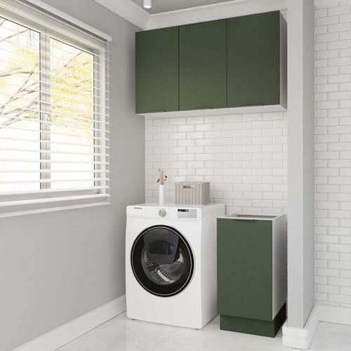 Lavanderia Modulada 2 Peças sem Tampo com Rodapé Ipanema CabeCasa MadeiraOriginals Verde Folha