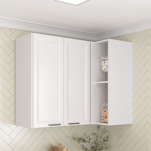 Armário Aéreo Canto Reto Soho CabeCasa MadeiraOriginals Branco/Branco