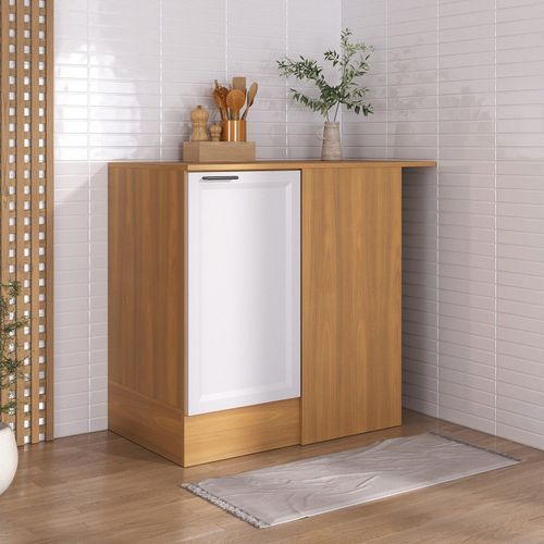 Balcão Canto Reto com Tampo Soho CabeCasa MadeiraOriginals Freijó/Branco
