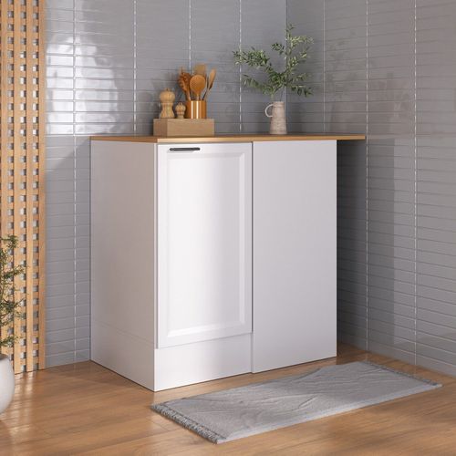 Balcão Canto Reto com Tampo Soho CabeCasa MadeiraOriginals Branco/Branco