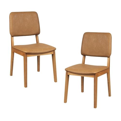 Kit 2 Cadeiras Madeira Maciça Estofada Miriti CabeCasa MadeiraOriginals Caramelo
