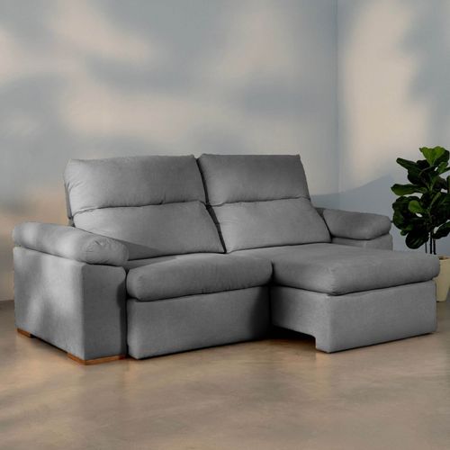 Sofá Retrátil e Reclinável 210cm Botero CabeCasa MadeiraOriginals Cinza Cinza