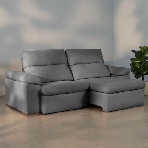 Sofá Retrátil e Reclinável 230cm Botero CabeCasa MadeiraOriginals Cinza Cinza