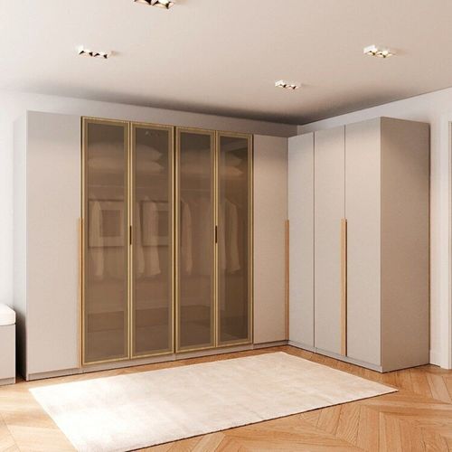 Guarda-roupa Modulado de Canto 5 Peças 9 Portas Jade CabeCasa MadeiraOriginals Cinza Urbano/Avelã