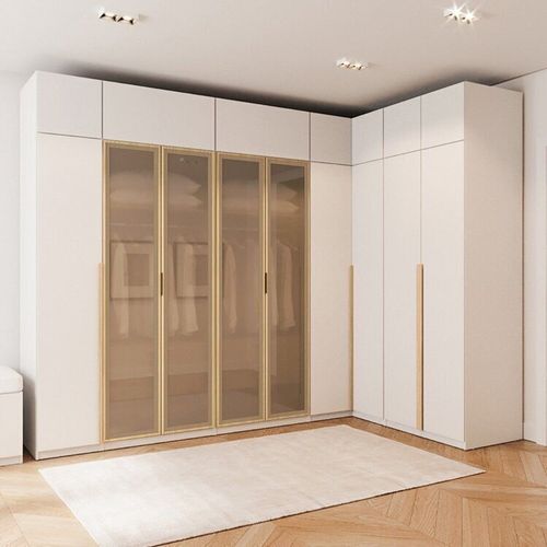 Guarda-roupa Modulado de Canto 10 Peças 18 Portas Jade CabeCasa MadeiraOriginals Branco Fosco/Avelã