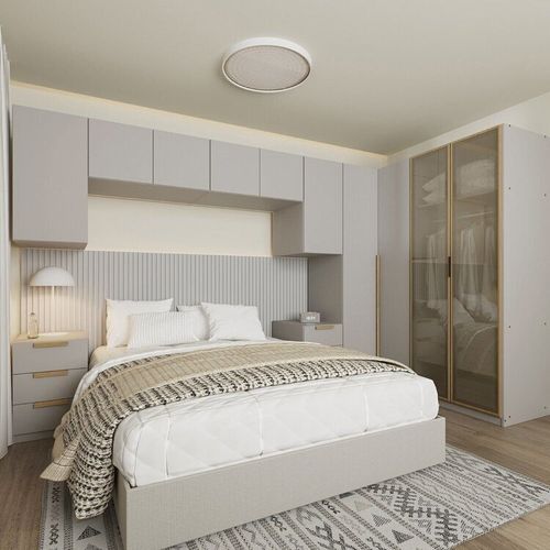 Guarda-roupa Modulado de Canto 8 Peças 10 Portas Jade CabeCasa MadeiraOriginals Cinza Urbano/Avelã