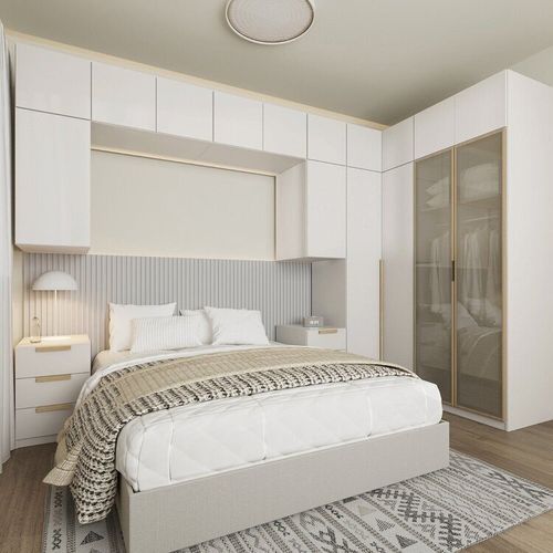 Guarda-roupa Modulado de Canto 12 Peças 16 Portas Jade CabeCasa MadeiraOriginals Branco Fosco/Avelã