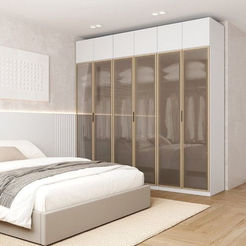 Guarda-roupa Modulado 6 Peças 12 Portas Jade CabeCasa MadeiraOriginals Branco Fosco/Avelã