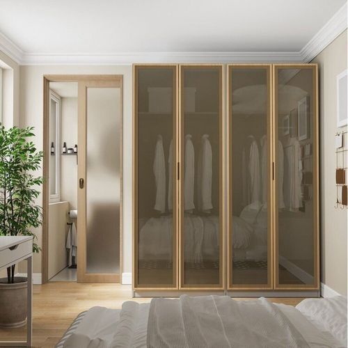 Guarda-roupa Modulado 2 Peças 4 Portas Jade CabeCasa MadeiraOriginals Cinza Urbano/Avelã
