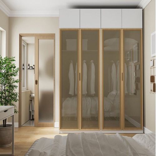 Guarda-roupa Modulado 4 Peças 8 Portas Jade CabeCasa MadeiraOriginals Branco Fosco/Avelã