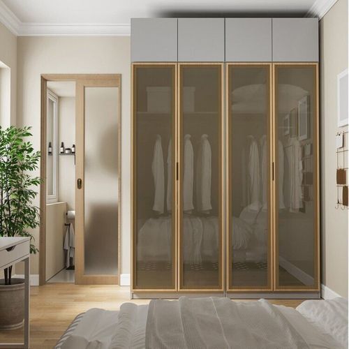 Guarda-roupa Modulado 4 Peças 8 Portas Jade CabeCasa MadeiraOriginals Cinza Urbano/ Avelã