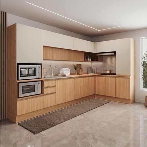 Cozinha Modulada 10 Peças Armários Balcões Torre Quente e Paneleiro Aroeira CabeCasa MadeiraOriginals Cinza Sereno/Cedro