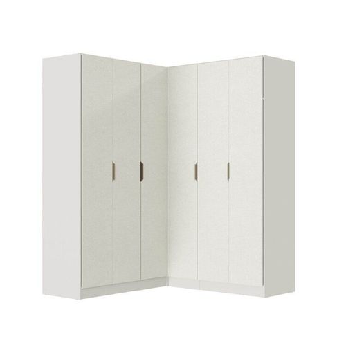 Guarda-Roupa Modulado de Canto Linear 4 Peças 6 Portas Orion CabeCasa MadeiraOriginals Aveia/Linho